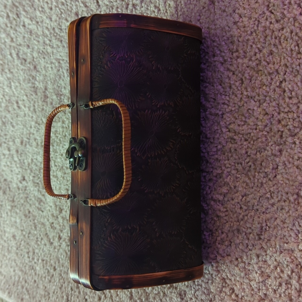 Vintage mid century wooden purse